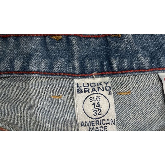 Vintage Lucky Brand Dungarees Flare Jeans Mid Rise Denim Jeans 14/32 Medium Wash - Picture 7 of 10